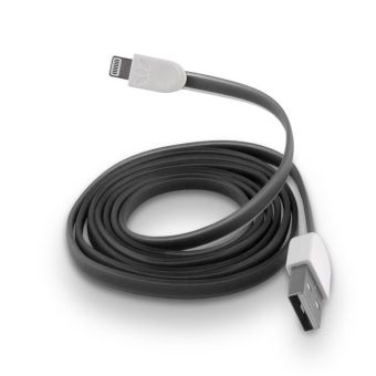 FOREVER Apple iPhone 5/6 lightning USB kábel čierny silikónový plochý