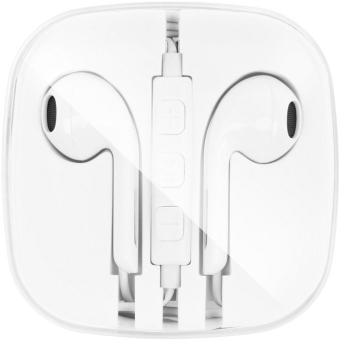 Stereo Handsfree Headphones New Box HR-ME25 na Apple iPhone, Jack 3.5mm biele