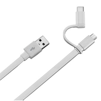 Kábel Huawei AP55S, USB-A na microUSB/redukcia USB-C, 1.5m, biely (Blister)