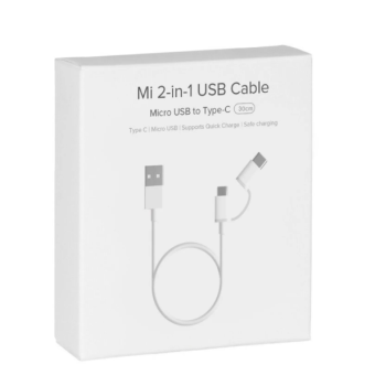 Kábel Xiaomi SJV4083TY, USB-A na microUSB/redukcia USB-C, 0.3m, biely (Blister)