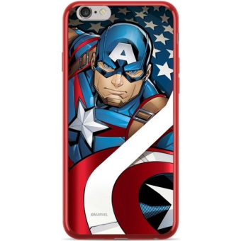 Silikónové puzdro na Apple iPhone XR Marvel Chrome Captain America 004 červené