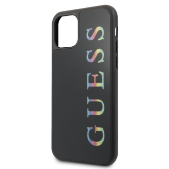 Plastové puzdro Guess na Apple iPhone 11 Pro GUHCN65LGMLBK Iridescent Multicolor Glitter čierne