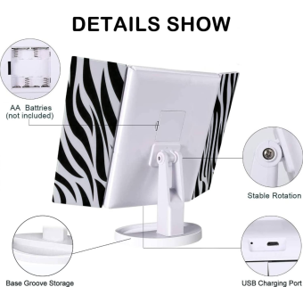 iQtech iMirror 3D Fascinate Zebra, kozmetické Make-Up zrkadlo, trojpanelové s LED Line osvetlením