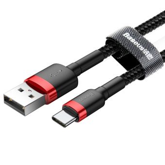 6953156278240Dátový kábel Baseus Lightning Cafule USB/USB-C, opletený 2A, 2m čierno-červený