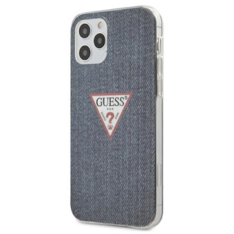 Puzdro Guess na Apple iPhone 12 Pro Max GUHCP12LPCUJULDB Triangle Collection modré