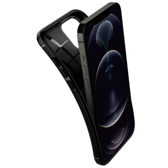Plastové puzdro na Apple iPhone 12 Pro Max Spigen Rugged Armor čierne 