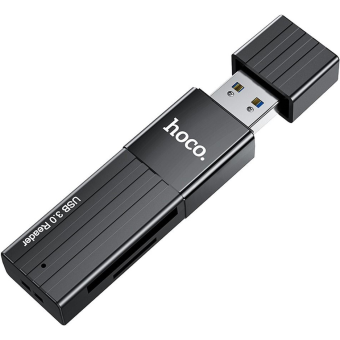 HOCO Mindful HB20, 2-in-1 čítačka pamäťových kariet USB2.0 čierna