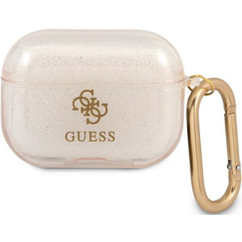 Silikónové puzdro Guess na Apple AirPods Pro GUAPUCG4GD 4G TPU Glitter zlaté