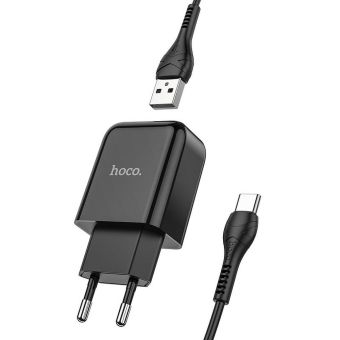 Sieťová nabíjačka HOCO Vigour N2 USB + kábel USB-C 2A čierna