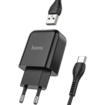 Sieťová nabíjačka HOCO Vigour N2 USB + kábel USB-C 2A čierna