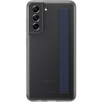 Plastové puzdro Samsung na Samsung Galaxy S21 FE 5G G990 EF-XG990CBE Clear Strap sivé