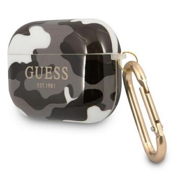 Silikónové puzdro Guess na Apple AirPods Pro GUAPUCAMG Camo Collection čierne