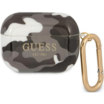 Silikónové puzdro Guess na Apple AirPods Pro GUAPUCAMG Camo Collection čierne