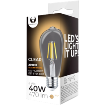 LED žiarovka Forever Light Filament E27 ST64 4W 230V 2700K 470lm COG transparentná