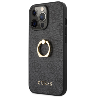 Plastové puzdro Guess na Apple iPhone 13 Pro Max GUHCP13X4GMRGR 4G Ring sivé