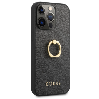 Plastové puzdro Guess na Apple iPhone 13 Pro Max GUHCP13X4GMRGR 4G Ring sivé