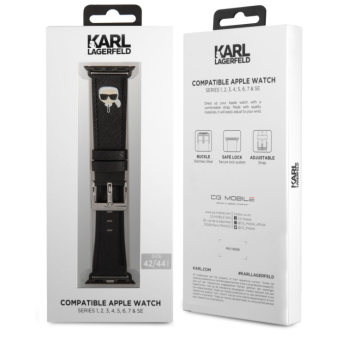 Náhradný remienok na Apple Watch 38/40mm Karl Lagerfeld Karl Head PU čierne