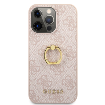 Plastové puzdro Guess na Apple iPhone 13 Pro GUHCP13L4GMRPI 4G Ring ružové