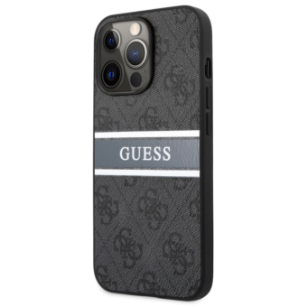 Plastové puzdro Guess na Apple iPhone 13 Pro GUHCP13L4GDGR 4G Printed Stripe sivé