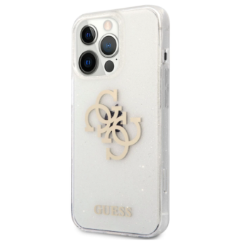 Silikónové puzdro Guess na Apple iPhone 13 Pro GUHCP13LPCUGL4GTR Big 4G Full Glitter transparentné