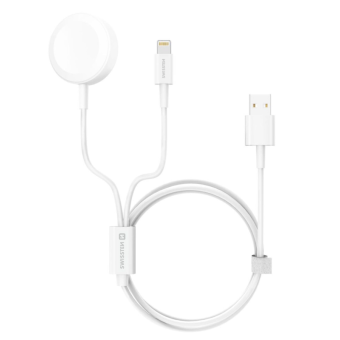 Bezdrôtová nabíjačka na Apple iWatch Swissten 2v1 lightning 1.2 m biela