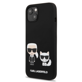 Silikónové puzdro Karl Lagerfeld na Apple iPhone 13 KLHCP13MSSKCK Karl and Choupette Liquid čierne