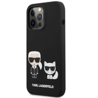 Silikónové puzdro Karl Lagerfeld na Apple iPhone 13 Pro KLHCP13LSSKCK Karl and Choupette Liquid čierne