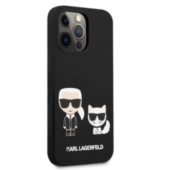 Silikónové puzdro Karl Lagerfeld na Apple iPhone 13 Pro KLHCP13LSSKCK Karl and Choupette Liquid čierne