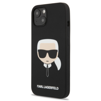 Silikónové puzdro Karl Lagerfeld na Apple iPhone 13 KLHCP13MSLKHBK Liquid Karl Head čierne