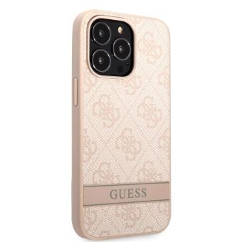 Plastové puzdro Guess na Apple iPhone 13 Pro GUHCP13LP4SNP PU 4G Stripe ružové