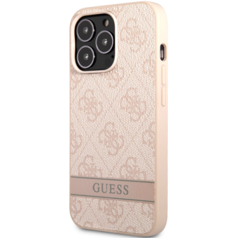 Plastové puzdro Guess na Apple iPhone 13 Pro GUHCP13LP4SNP PU 4G Stripe ružové