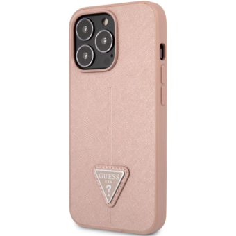Plastové puzdro Guess na Apple iPhone 13 Pro GUHCP13LPSATLP PU Saffiano Triangle ružové