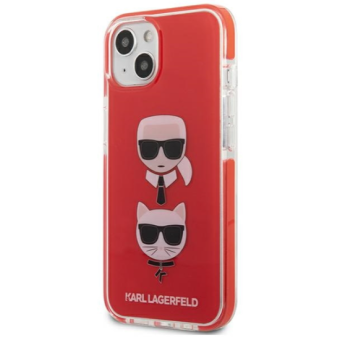 Plastové puzdro Karl Lagerfeld na Apple iPhone 13 mini KLHCP13STPE2TR Choupette Heads červené