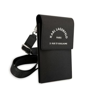 Univerzálne puzdro Karl Lagerfeld na smartfón KLWBSARSGK Saffiano Rue Saint Guillaume Wallet Phone Bag Black