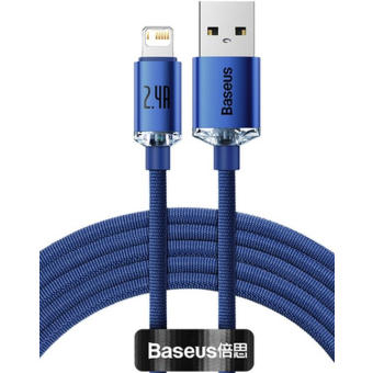 Kábel Baseus Crystal Shine CAJY000003, USB to Lightning 8-pin 2,4A, 1.2m, modrý
