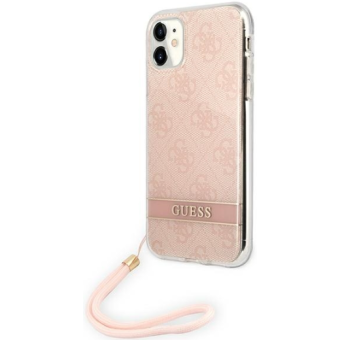 Plastové puzdro Guess na Apple iPhone 11 GUOHCN61H4STP Print 4G Cord ružové