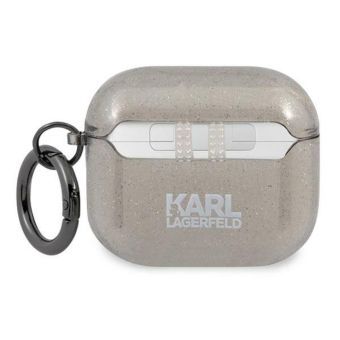 Silikónové puzdro Karl Lagerfeld na Apple AirPods 3 KLA3UKHGK Glitter Karl's Head čierne