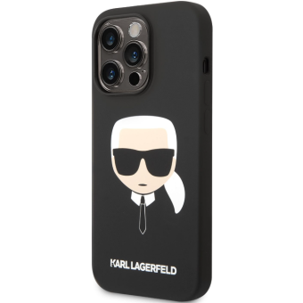 Silikónové puzdro Karl Lagerfeld na Apple iPhone 14 Pro Max KLHMP14XSLKHBK Liquid Silicone Karl Head MagSafe čierne