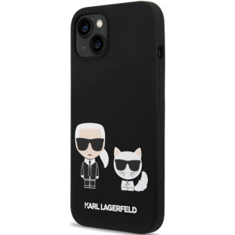 Silikónové puzdro Karl Lagerfeld na Apple iPhone 14 KLHMP14SSSKCK Liquid Silicone Karl and Choupette MagSafe čierne
