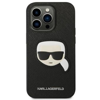 Kryt na Apple iPhone 14 Pro Max Karl Lagerfeld Saffiano Karl Head KLHCP14XSAPKHK čierne