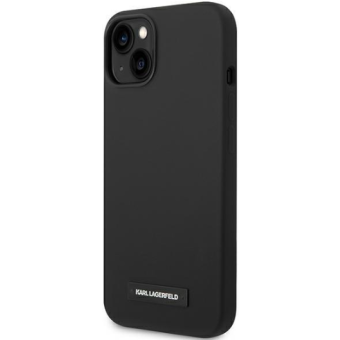 Silikónové puzdro Karl Lagerfeld na Apple iPhone 14 Plus KLHMP14MSLMP1K HC Magsafe Silicone Plaque čierne
