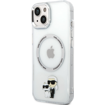 Plastové puzdro Karl Lagerfeld na Apple iPhone 14 KLHMP14SHNKCIT IML Karl and Choupette NFT MagSafe transparentné