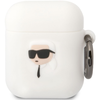 Silikónové puzdro Karl Lagerfeld na Apple AirPods 1 / 2 KLA2RUNIKH Karl 3D Logo NFT biele