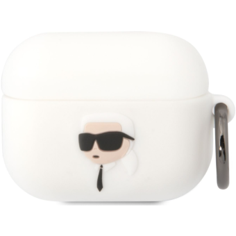 Silikónové puzdro Karl Lagerfeld na Apple AirPods Pro KLAPRUNIKH Karl 3D Logo NFT biele