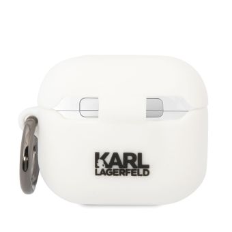 Silikónové puzdro Karl Lagerfeld na Apple AirPods 3 KLA3RUNIKH Karl 3D Logo NFT biele