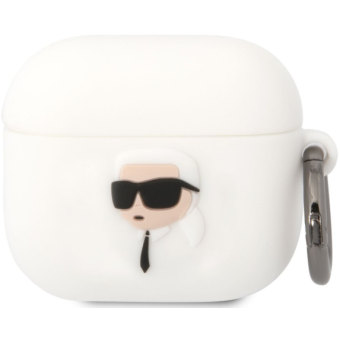 Silikónové puzdro Karl Lagerfeld na Apple AirPods 3 KLA3RUNIKH Karl 3D Logo NFT biele