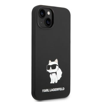 Silikónové puzdro Karl Lagerfeld na Apple iPhone 14 Plus KLHCP14MSNCHBCK Liquid Silicone Choupette NFT čierne