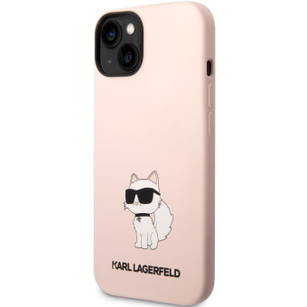 Silikónové puzdro Karl Lagerfeld na Apple iPhone 14 KLHCP14SSNCHBCP Liquid Silicone Choupette NFT ružové
