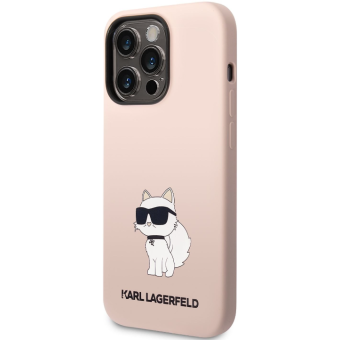 Silikónové puzdro Karl Lagerfeld na Apple iPhone 14 Pro Max KLHCP14XSNCHBCP Liquid Silicone Choupette NFT ružové