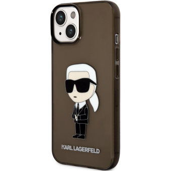 Plastové puzdro Karl Lagerfeld na Apple iPhone 14 Plus KLHCP14MHNIKTCK Translucent Ikonik NFT čierne